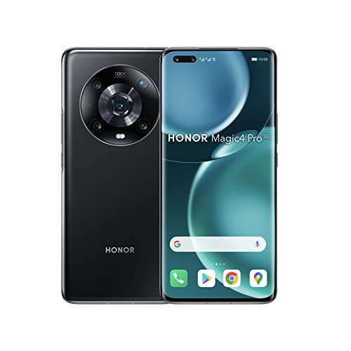 Honor Magic4 Pro - 5G Smartphone - 8 + 256GB, 6.81 Inch 120 Hz Curved Screen, Snapdragon 8 Gen 1 Processor, 50 MP Triple Camera, 100W SuperCharge, NFC, Android 12, Midnight Black