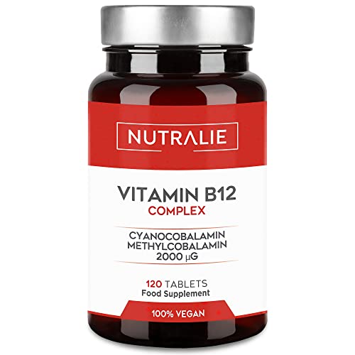 High Dosage Vitamin B12 from 2000 mcg 100% Vegan - Cyanocobalamin and Methylcobalamin with Folic Acid and Vitamin B6 - Vegan Vitamin B12 for Energy Support |  120 Nutralie Tablets