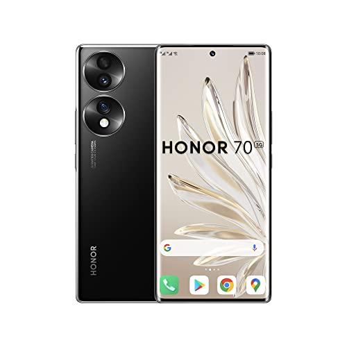HONOR 70 5G Smartphone, 8 + 128 GB, 6.67 Inch 120 Hz Curved OLED Display, 54 MP Triple Rear Camera with Android 12, 4800 mAh Battery + 66W Fast Charging, Midnight Black
